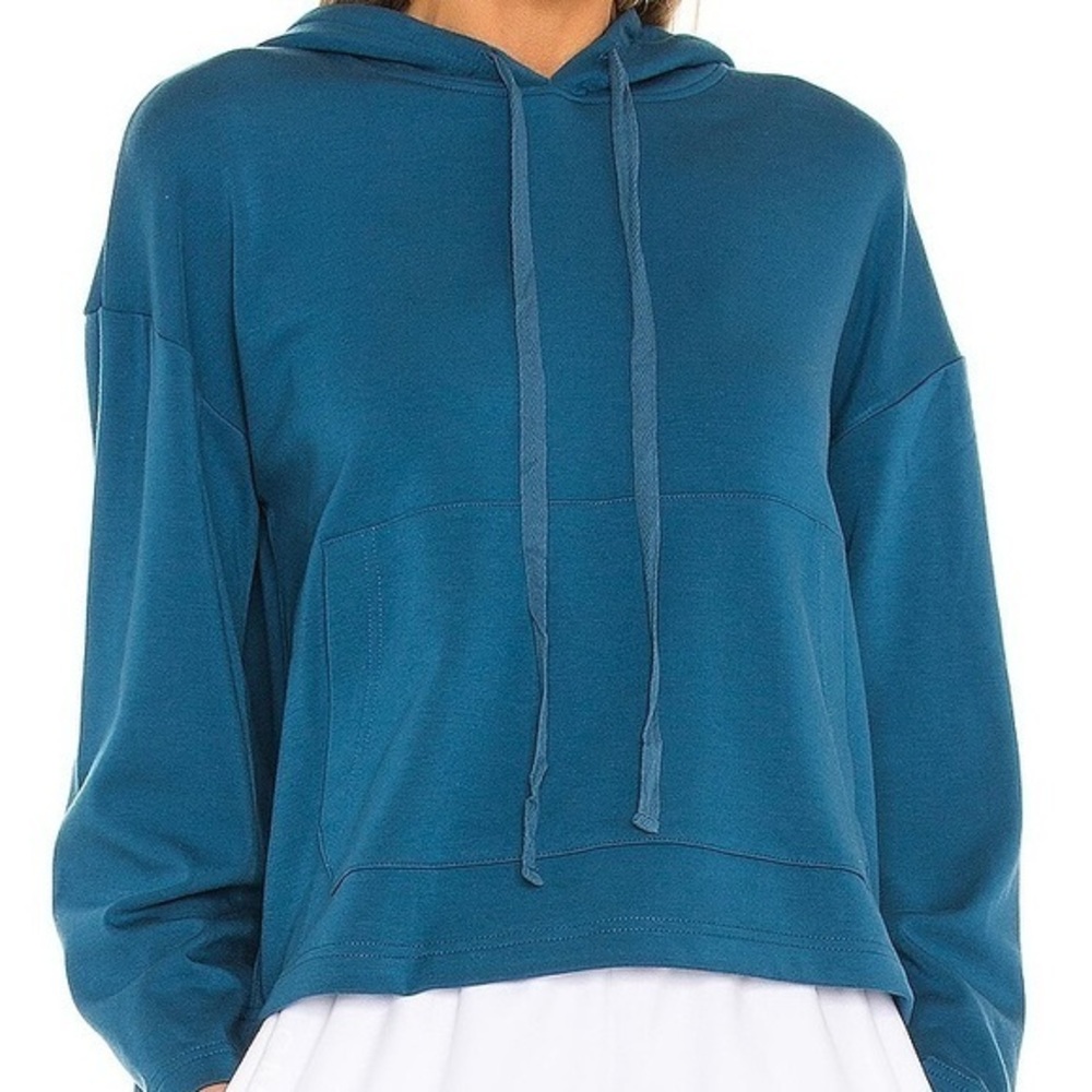 Mina Lisa Brushed Knit Wide Sleeve Hoodie in Dusty Blue Size XS EUC